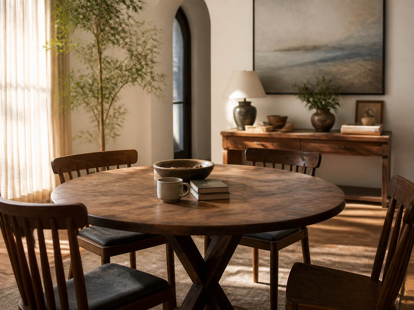 A calm setting representing online family therapy
